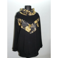 Czarna sportowa bluza z kapturem i kolorowymi wstawkami - złote liście